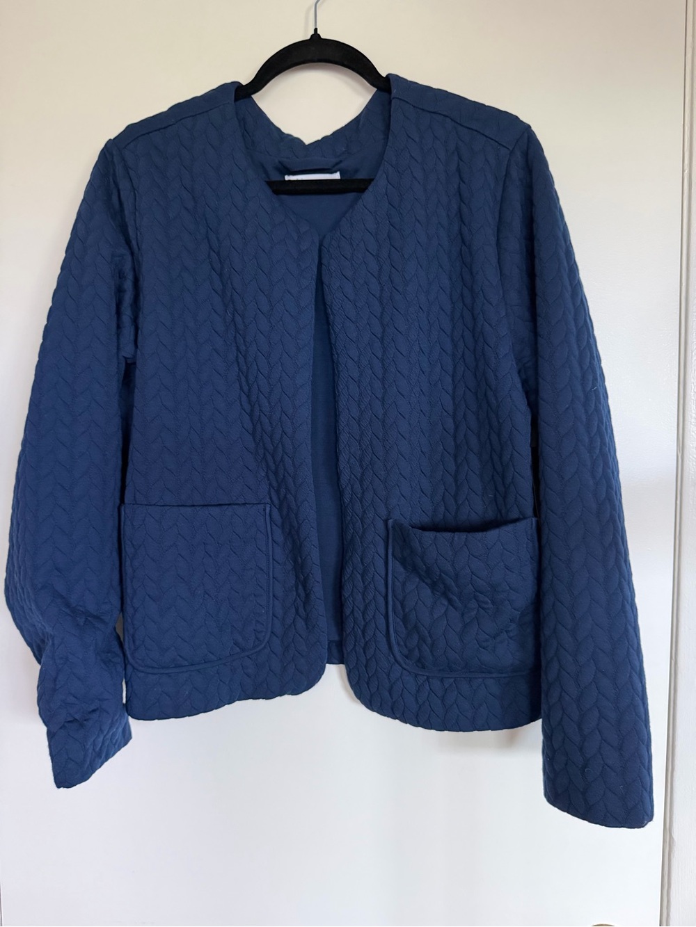 croft & barrow Quilted Open-Front Blazer in Navy Blue